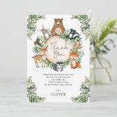 Cute Greenery Woodland Baby Animals Dank je wel (Staand voorkant)