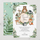 Cute Greenery Woodland Baby Animals Dank je wel (Voorkant / Achterkant)