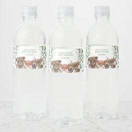 Cute Greenery Woodland Forest Baby shower Favors Waterfles Etiket