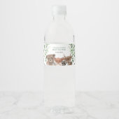 Cute Greenery Woodland Forest Baby shower Favors Waterfles Etiket (Voorkant)