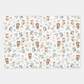 Cute Greenery Woodland Forest Party Baby Animals Inpakpapier Vel (Voorkant 3)