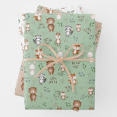 Cute Greenery Woodland Forest Party Baby Animals Inpakpapier Vel (In situ)