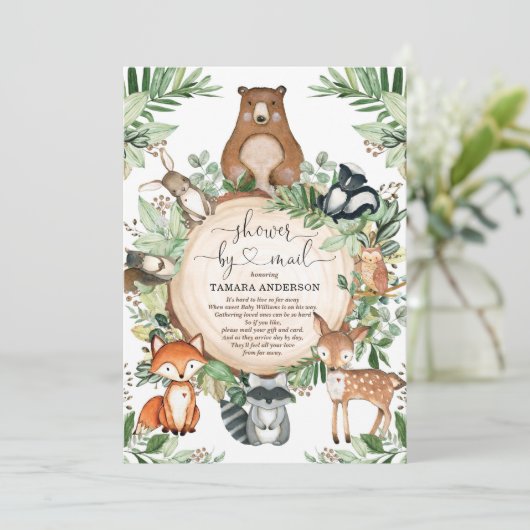 Cute Greenery Woodland Wild Animals Showby Mail Kaart (Staand voorkant)