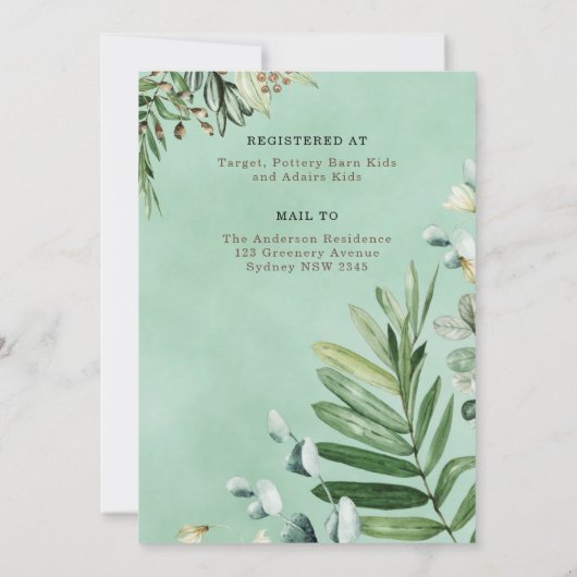 Cute Greenery Woodland Wild Animals Showby Mail Kaart (Achterkant)