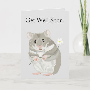 Cute Grey and White Hamster Editable Haal snel goe Kaart