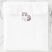 Cute Grey and White Kitten Ronde Sticker (Tas)
