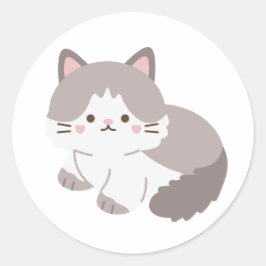 Cute Grey and White Kitten Ronde Sticker