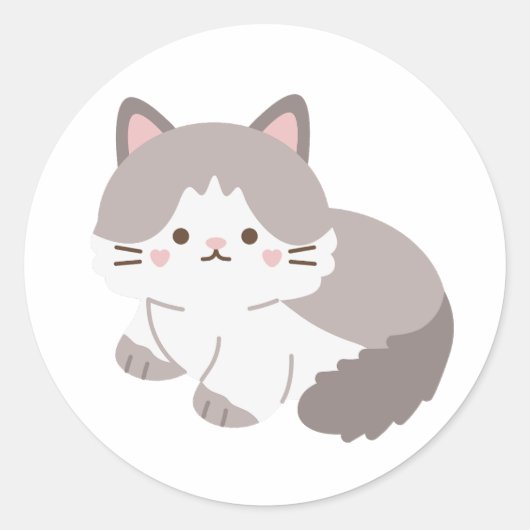 Cute Grey and White Kitten Ronde Sticker (Voorkant)