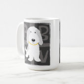 Cute Grey and White PBGV Cartoon Dog Koffiemok (Voorkant links)