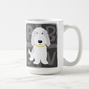 Cute Grey and White PBGV Cartoon Dog Koffiemok