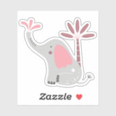 Cute Grey Baby Elephant Pink Palm Tree-laptop Sticker (Vel)
