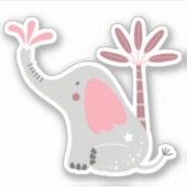 Cute Grey Baby Elephant Pink Palm Tree-laptop Sticker (Voorkant)