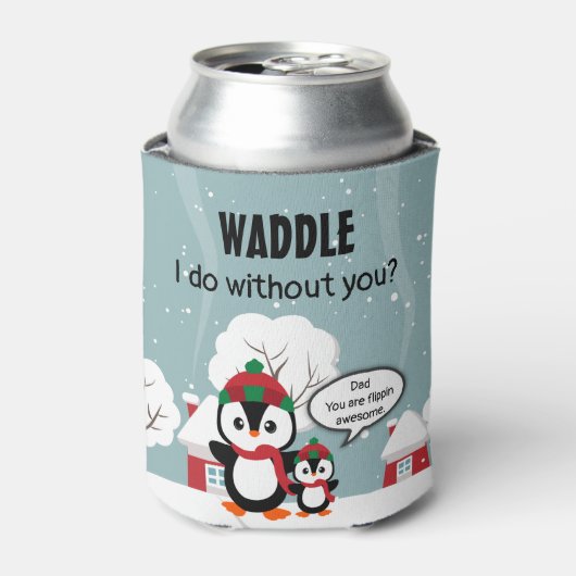 Cute Grey Baby pinguin in wintersneeuw Blikjeskoeler (Blikje Voorkant)