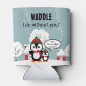 Cute Grey Baby pinguin in wintersneeuw Blikjeskoeler (Achterkant)