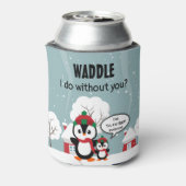 Cute Grey Baby pinguin in wintersneeuw Blikjeskoeler (Blikje Achterkant)