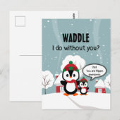 Cute Grey Baby pinguin in wintersneeuw Briefkaart (Voorkant / Achterkant)