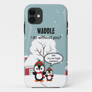 Cute Grey Baby pinguin in wintersneeuw Case-Mate iPhone Case