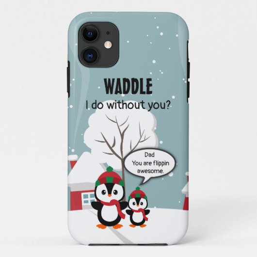 Cute Grey Baby pinguin in wintersneeuw Case-Mate iPhone Case (Achterkant)