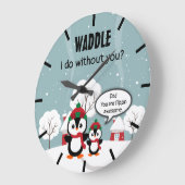 Cute Grey Baby pinguin in wintersneeuw Grote Klok (Hoek)