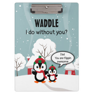 Cute Grey Baby pinguin in wintersneeuw Klembord