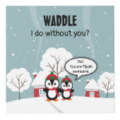Cute Grey Baby pinguin in wintersneeuw Kubus (Rechts)