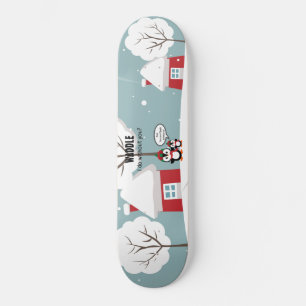 Cute Grey Baby pinguin in wintersneeuw Persoonlijk Skateboard
