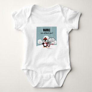 Cute Grey Baby pinguin in wintersneeuw Romper