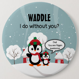Cute Grey Baby pinguin in wintersneeuw Ronde Button 6,0 Cm