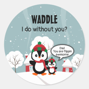 Cute Grey Baby pinguin in wintersneeuw Ronde Sticker