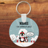 Cute Grey Baby pinguin in wintersneeuw Sleutelhanger (Voorkant)