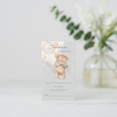 Cute Grey Beer Ballon Diaper Raffle Baby shower Informatiekaartje (Staand voorkant)