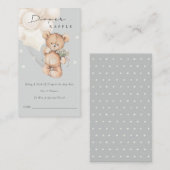 Cute Grey Beer Ballon Diaper Raffle Baby shower Informatiekaartje (Voorkant / Achterkant)