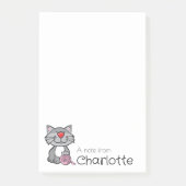 Cute grey cartoon cat name post-it® notes (Voorkant)