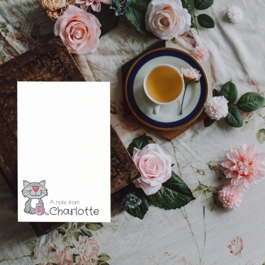 Cute grey cartoon cat name post-it® notes