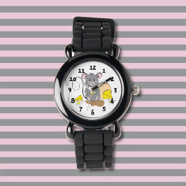 Cute Grey Cartoon Mouse Kind Watch Horloge