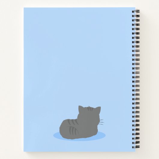 Cute Grey Cat Blue Spiral Notitieboek (Achterkant)