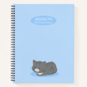 Cute Grey Cat Blue Spiral Notitieboek (Voorkant)