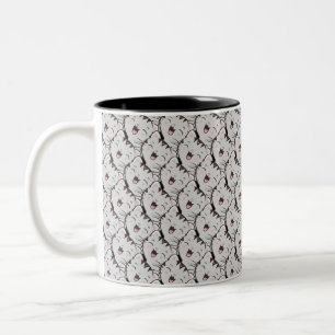 Cute Grey Cat Face Cartoon Pattern Tweekleurige Koffiemok