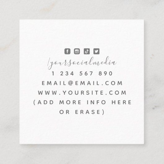 Cute Grey Cat Kitten Face Pet Care Salon & Spa Fun Vierkante Visitekaartje (Achterkant)