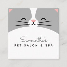 Cute Grey Cat Kitten Face Pet Care Salon & Spa Fun