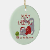 Cute Grey Cat met kerstPet Keramisch Ornament (Rechts)