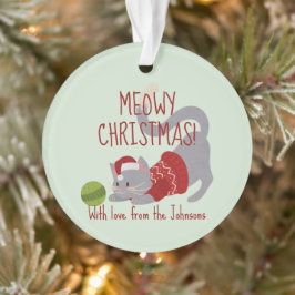 Cute Grey Cat met kerstPet Ornament