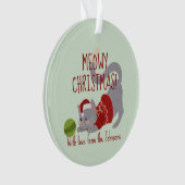 Cute Grey Cat met kerstPet Ornament (voorkant)