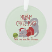Cute Grey Cat met kerstPet Ornament (voorkant)