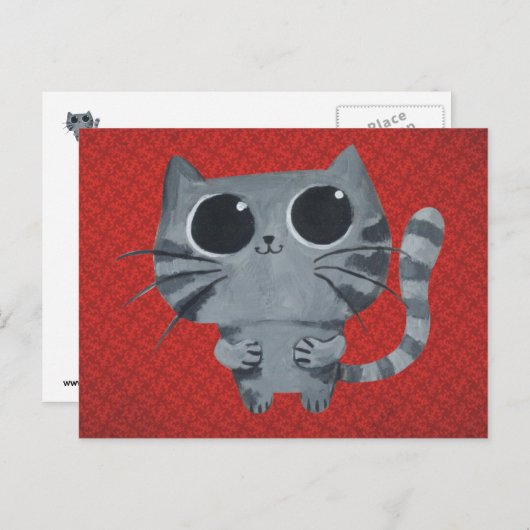 Cute Grey Cat met zwarte ogen Briefkaart (Voorkant / Achterkant)