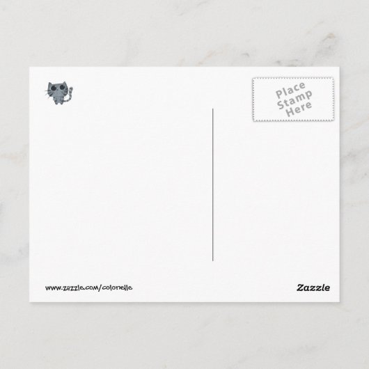 Cute Grey Cat met zwarte ogen Briefkaart (Achterkant)
