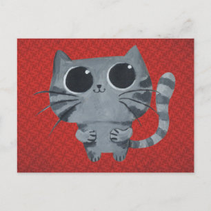 Cute Grey Cat met zwarte ogen Briefkaart