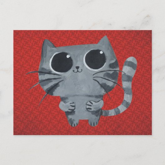 Cute Grey Cat met zwarte ogen Briefkaart (Voorkant)