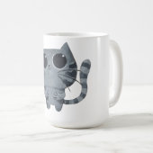 Cute Grey Cat met zwarte ogen Koffiemok (Voorkant rechts)