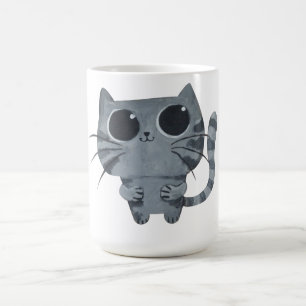 Cute Grey Cat met zwarte ogen Koffiemok